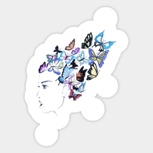 Girl with butterflies in hair Sticker